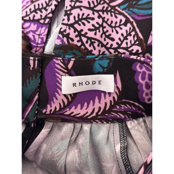 Rhode Blouse Small Womens Mock Neck Tropical Floral Top - Picture 7 of 7